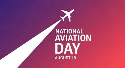 National aviation day august 19 with airplane silhouette and gradient background