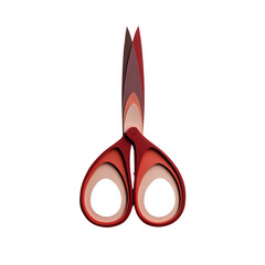Paper cut style red scissors tool isolated on white background