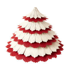 Red and white layered paper craft style Christmas tree decoration