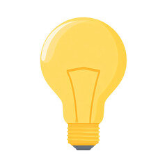 Yellow light bulb icon, soft glow, 3D render &mdash; white isolated background