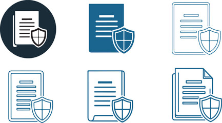 Document and shield icons representing security and protection on white background