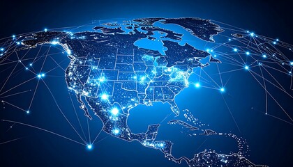 Fototapeta premium Global network map of North America