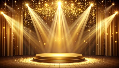 ゴールドの光が降り注ぐ表彰ステージ背景