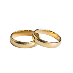 Golden wedding rings isolated on transparent background