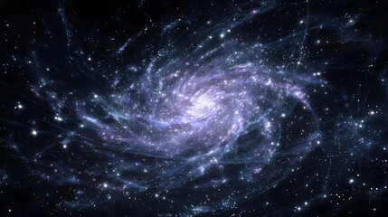 Digital Galaxy Rotates in Space with Stars