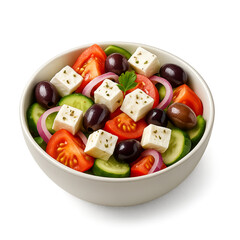 greek salad on white background