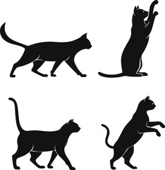 Cat Silhouette Set in Different Poses