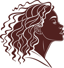 Modern Female Profile with Short Hair Vector Illustration

