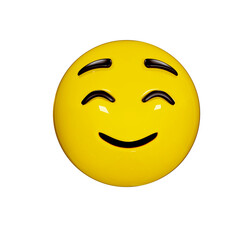 A happy yellow emoticon on a black background a cheerful 3D rendering