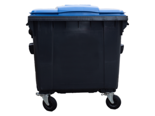 blue garbage can container for waste paper for recycling