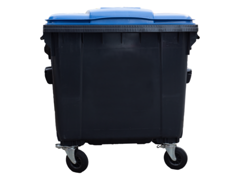 blue garbage can container for waste paper for recycling