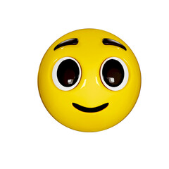 A cute yellow emoticon smiles happily against a black background