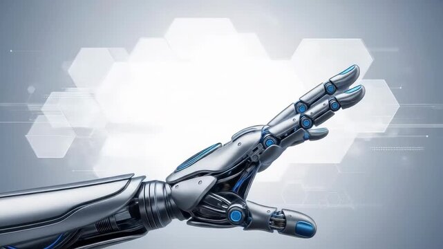 A metallic robotic hand extends gracefully against a blurred background The future of technology meets humanlike form in a display of artificial intelligence