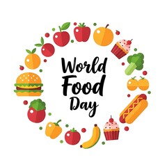 World food day celebration with diverse food items