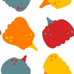 Autumn harvest vegetable seamless monster Halloween pumpkins pattern for wrapping paper and fabrics