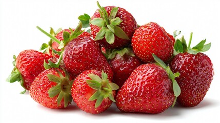 Vibrant Collection of Fresh Strawberries on White Background