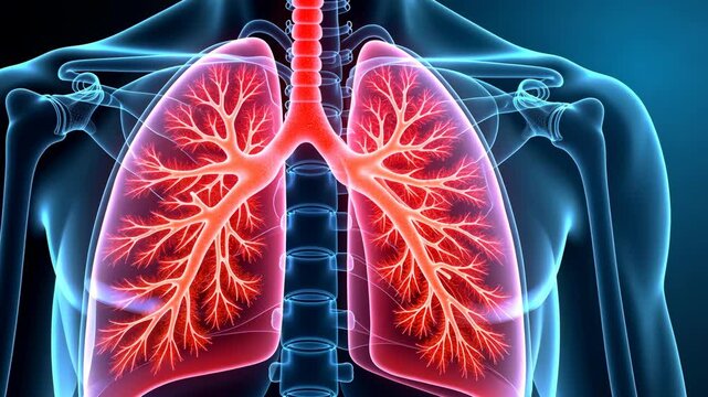 X-ray lung, Pulmonary diagnosis, Respiratory health. Lung visualization. Airways inflame during asthma attack. Bronchial walls thicken, impairing breath. Respiratory efficiency critical for survival.