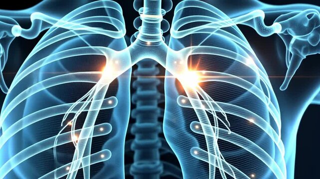 X-ray lung, respiratory health, pulmonary disease. Organ analysis. Airways inflame during asthma attack. Alveoli absorption increases oxygen level. Chest radiography detects abnormal growths.