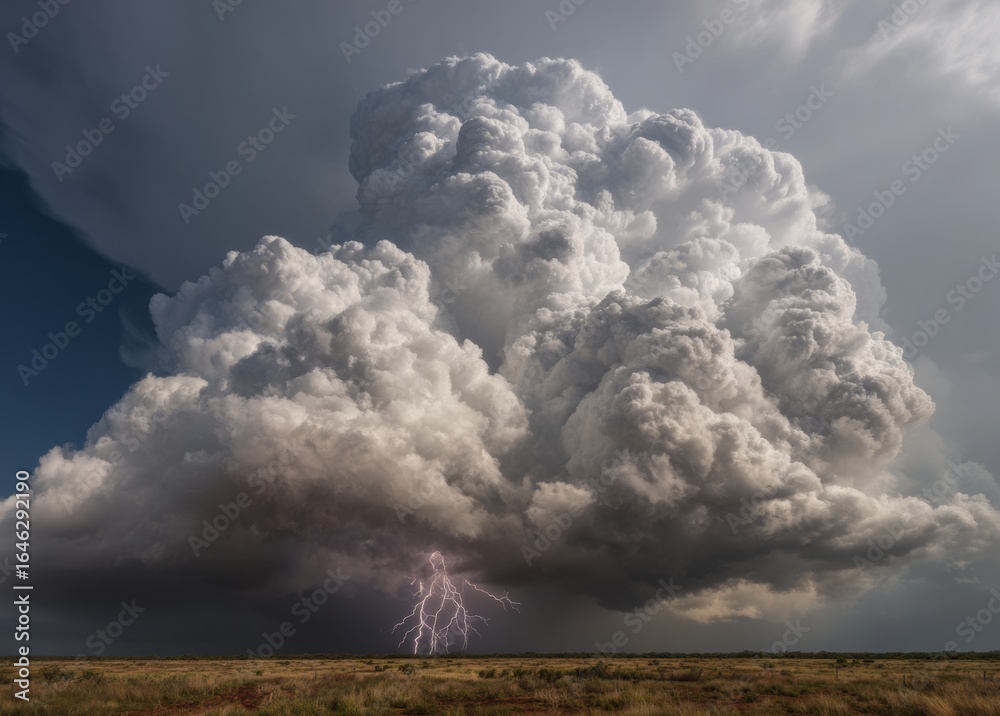 Canvas Prints thunderstorm with lightning, tornado in the field