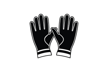 Obraz premium Black and white illustration of a pair of hands wearing gloves with palms facing each other silhouette