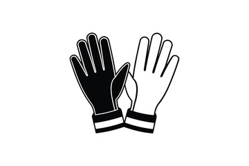 Obraz premium Black and white illustration of a pair of gloves on a white background silhouette