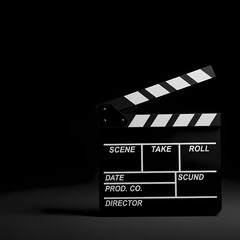 Obraz premium movie clapper board. film slate on black background