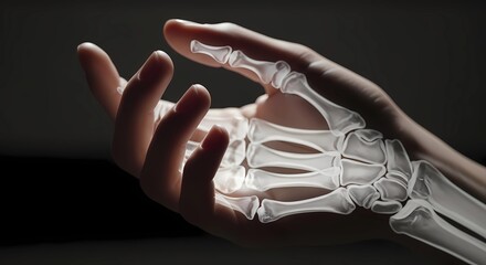 a woman's sick hand, with the hand bones highlighted