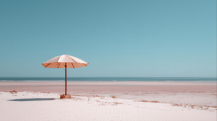 Single Umbrella on Sandy Shore