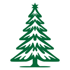 Silhouettes of evergreen trees in a forest scene