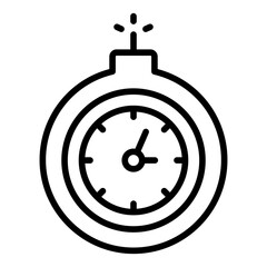 deadline outline icon showing stopwatch with sparkles symbolizing urgent task completion