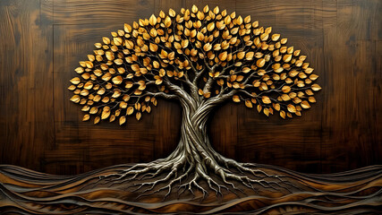 Naklejka premium Tree with roots I Wall Decor 