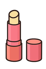 Obraz premium Colorful lip balm tube with cap in minimalist design lip balm stick open