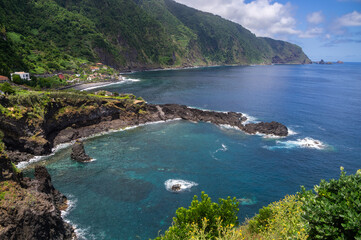 Lava rock pool on the north coast of Madeira, Portugal, Seixal, Porto Moniz