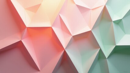 Fototapeta premium A vibrant display of geometric paper shapes in pastel colors, perfect for artistic decor.