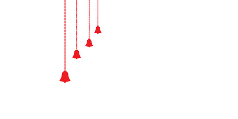 Set of bell icons, red bells on white background