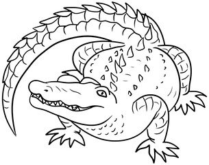 Alligator Crocodile Vector Outline Line Art Drawing