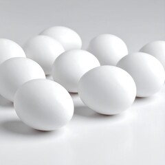 White eggs arranged on a white surface