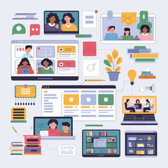 illustrations vector icon for DIGITAL marketing Economy business tools and info graph electronic charts with data analysis 
