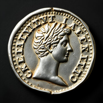 Silver Roman coin, reverse of denarius of the emperor Trajan Augustus AD98-117, Rome mint
