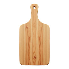 Wooden cutting board with handle, isolated on a white background