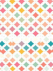 Striped composition with multicolored geometric elements in the shape of diamonds on a white background. Small elements with different shades of color. Seamless vector pattern. Great as a texture.