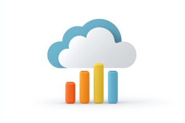 Colorful Cloud with Bar Graph Representation of Growth and Data Analysis for Technology and Business Concepts