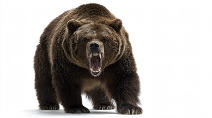 Fototapeta premium Majestic Brown Grizzly Bear Roaring Aggressively - Powerful Wildlife Photography