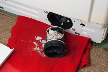 Filter clogged with scale from water.   Washing machine repair