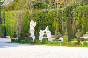Versailles gardens landscape in spring, Paris suburbs, France