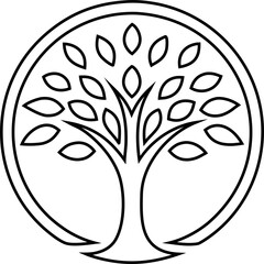 Modern tree outline emblem for organic skincare, herbal shops, and eco-conscious businesses.