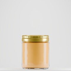 Glass Sauce Jar Mockup with Golden Lid