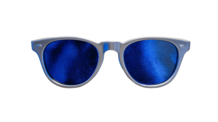 Cool sunglasses emoji on metallic \foil background, blue-silver gradients.