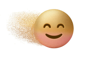 Fototapeta premium Wink emoji with glitter dust trail, golden-peach gradients