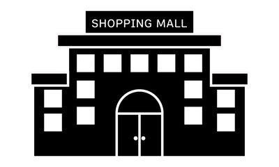 ショッピングモールの建物を表すシルエットイラスト